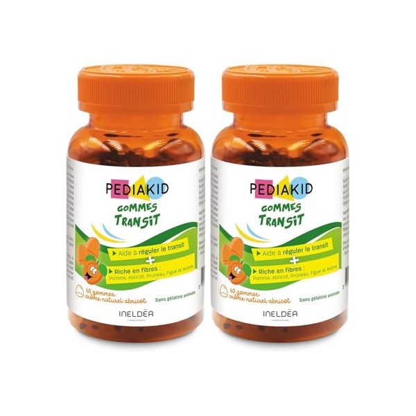 PEDIAKID - Gommes Transit - Complément alimentaire à base de fruits et dAvoine - Riche en fibres - Aide à réguler le transit ...