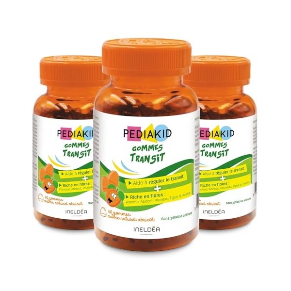 PEDIAKID - Gommes Transit - Complément alimentaire à base de fruits et dAvoine - Riche en fibres - Aide à réguler le transit ...