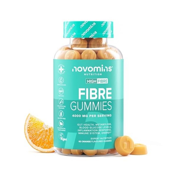 Gommes à mâcher aux fibres – 4000 mg de fibres haute teneur – Complément en fibre avec calcium pour la santé intestinale et l