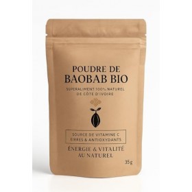 Poudre de Baobab Bio – Superaliment 100% Naturel de Côte d’Ivoire – Source de Vitamine C, Fibres & Antioxydants – Énergie & V