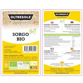 Oltresole, Sorgho Blanc Décortique Italien Biologique 1 Kg, Grain brut, Produit en Italie par lAgriculture Biologique, Paque