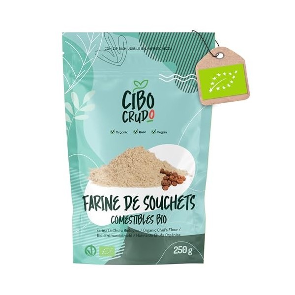 Farine de Souchet Bio - 250g. Noix Tigrée Moulue Parfait Pour la Pâtisserie Naturel et Sans Additifs de Cyperus Esculentus Pa...