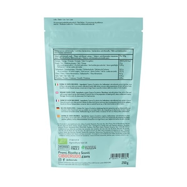 Farine de Souchet Bio - 250g. Noix Tigrée Moulue Parfait Pour la Pâtisserie Naturel et Sans Additifs de Cyperus Esculentus Pa...