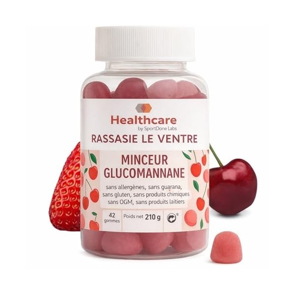 Gommes au Glucomannane de Konjac | Saveur Fruits Rouges Naturelle || 42 Gummies Fruits Rouges | Contrôle du Poids | À Prendre