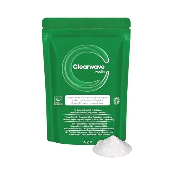 Poudre dInuline Bio 250g | Source prébiotique de fibre alimentaire et de fibre soluble | Soutient la santé digestive et inte