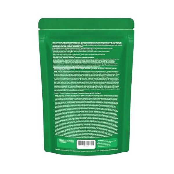 Poudre dInuline Bio 250g | Source prébiotique de fibre alimentaire et de fibre soluble | Soutient la santé digestive et inte