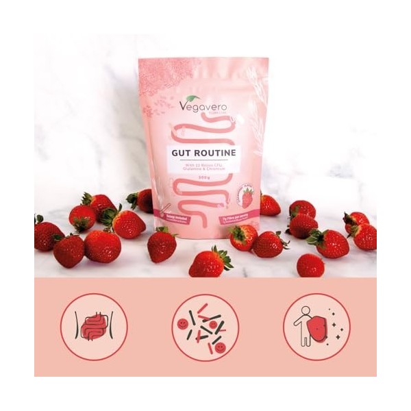 Gut Routine | Formule Tout en Un : 7g de Fibres, Probiotiques, L-Glutamine | Digestion & Microbiote Intestinal | Vegan & Sans