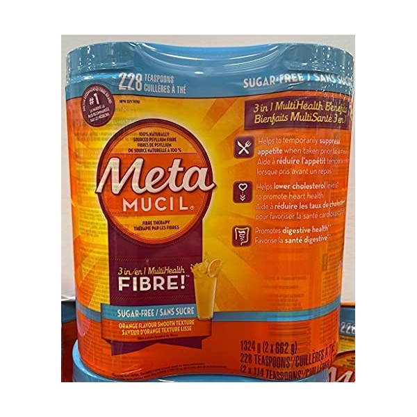 Metamucil Smooth Texture Orange 228 doeses sugar free by Metamucil