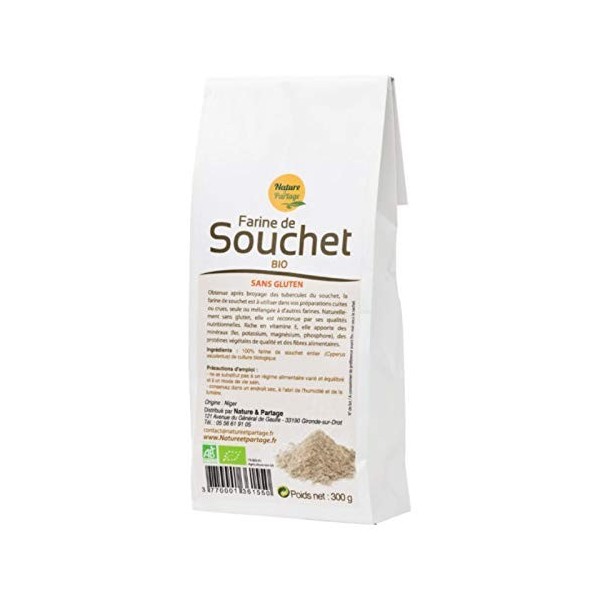 Nature § Partage Farine de Souchet BIO 300G - biologique.sans gluten, riche en fibres alimentaires 33 g pour 100 g , en vita