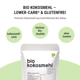 FARINE DE NOIX DE COCO BIOLOGIQUE PREMIUM - faible en glucides, sans gluten, végétalienne, déshuilée, riche en protéines, ric