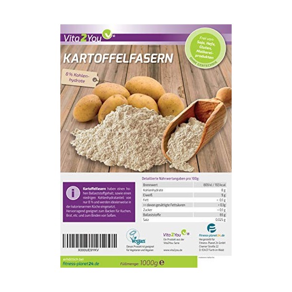 Pommes de terre fibres 1000 g – Low Carb – 8% glucides – Sans Gluten – zippbe utel haute qualité pour