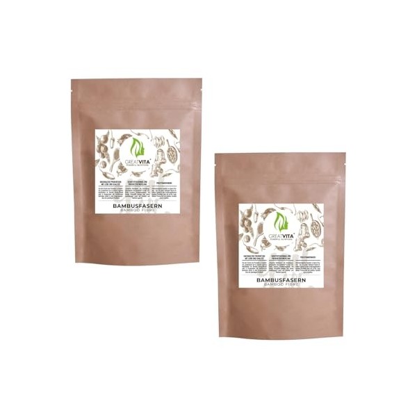 GreatVita Fibres de bambou 1600 g | Qualité supérieure | Faible teneur en glucides | Farine de bambou