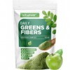 Daily Greens & Fiber Powder - Combinaison de fibres & superfoods - psyllium, spiruline, moringa, herbe dorge, inuline, fibre