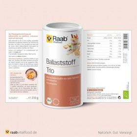 RAABVITALFOOD TRIO DE FIBRAS manzana+avena+lino 210gr. – produit spécialisé pour un usage quotidien, s’intègre facilement dan