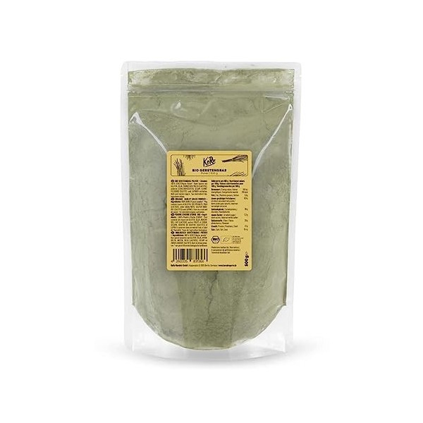 KoRo - Poudre dherbe dorge bio 500 g - Super aliment issu de lagriculture biologique contrôlée, sans additifs Fibre alimentaire