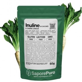 SaporePuro INULINE en poudre 50 gr - LONGUE CHAINE - Fibre végétale prébiotique issue de racines de chicorée - Poudre dinuli