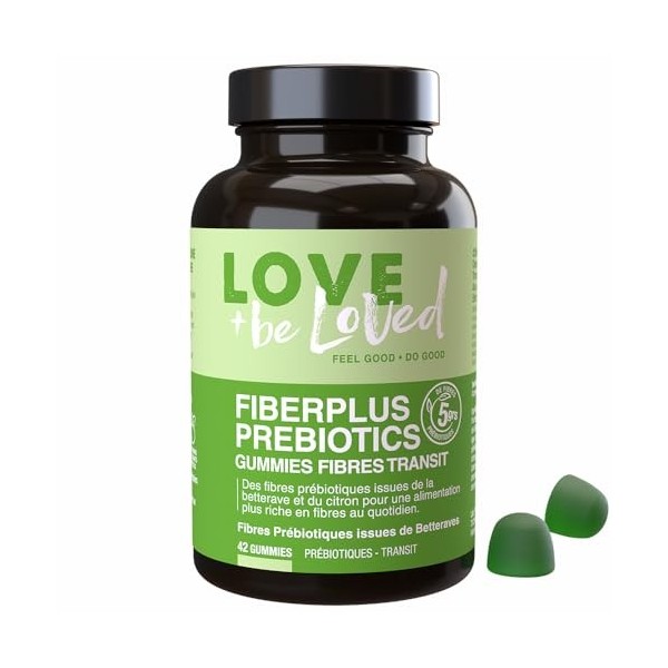 Love and be Loved FiberPlus Transit – Gummies Fibres Prébiotiques jusqu’à 5 g/j – FOS Betterave – Digestion & Microbiote – 