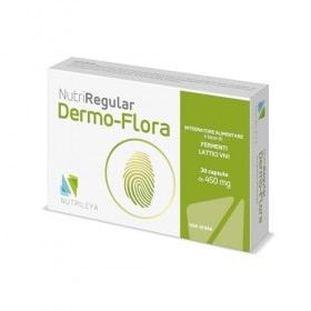 NutriRegular Dermo-Flora 30 Capsules - Support pour peau sensible avec Probiotiques ciblés - Utile en cas dacné, de peau ato