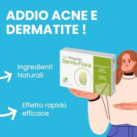 NutriRegular Dermo-Flora 30 Capsules - Support pour peau sensible avec Probiotiques ciblés - Utile en cas dacné, de peau ato