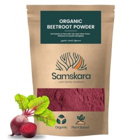 Poudre de Betterave Bio Samskara Superfoods 250 g – Écologique, Colorant Alimentaire Rouge Naturel pour Smoothies, Pâtisserie