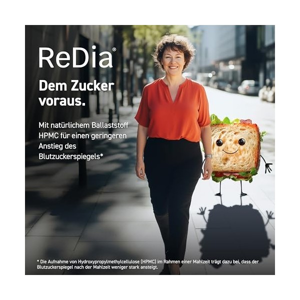 ReDia Boisson en fibres - 30 sachets - Fibres pour une augmentation réduite de la glycémie après avoir mangé - Convient pour 