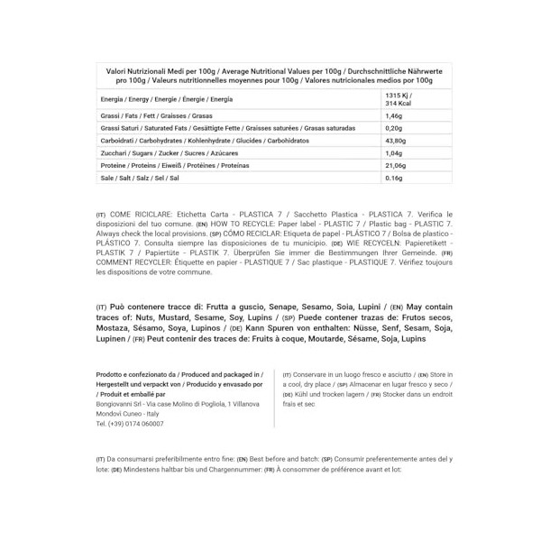 Bongiovanni Bontà Naturali Slow Carb - mélange de farine à faible indice glycémique 500g