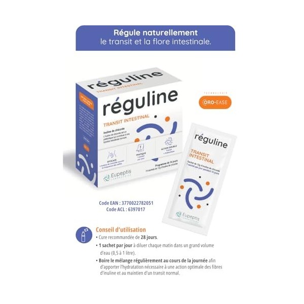 Réguline – Inuline Prébiotique & Fibre Alimentaire Naturelle – Aide le Transit Intestinal & Confort Digestif – Inuline de Chi...