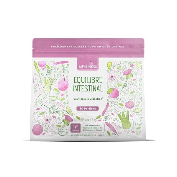 Equilibre Intestinal | 450 g | Fibre en poudre avec Psyllium Husk, Inuline Prébiotique et Probiotiques | 3.2 Billion CFU di