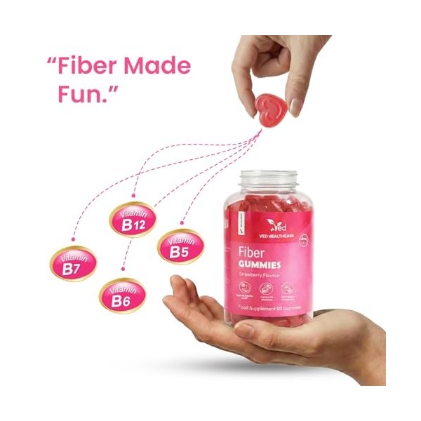 Ved Bonbons à mâcher en fibres aromatisées à la fraise, 308 mg par portion, 60 articles à mâcher, 30 jours dapprovisionnemen