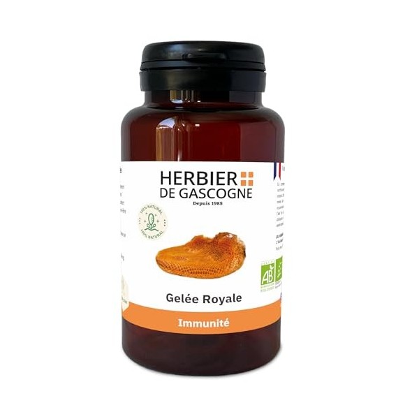 Gelée royale BIO | 90 gélules | Vitalité Et Tonus | 200 mg dosage 100% naturel sans additif et non comprimé | LHERBIER DE GA