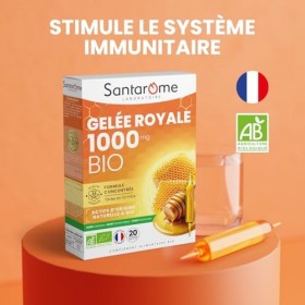 Santarome - Ruche Royale - Gelée Royale 1000mg Bio - Complément alimentaire immunité - Formule titrée en 10-HDA - Lot de 3 x 