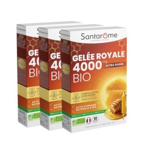 Santarome - Gelée Royale 4000mg Bio - Complément alimentaire immunité - Fortement dosé en Gelée Royale Bio 4000mg - Lot de 3 