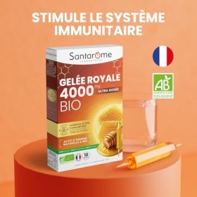 Santarome - Gelée Royale 4000mg Bio - Complément alimentaire immunité - Fortement dosé en Gelée Royale Bio 4000mg - Lot de 3 