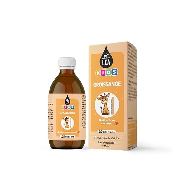 LCA KIDS CROISSANCE | Vitamine D3, Calcium, Gelée Royale, Miel | Enfants dès 3 ans | Goût Caramel | Ingrédients dorigine nat