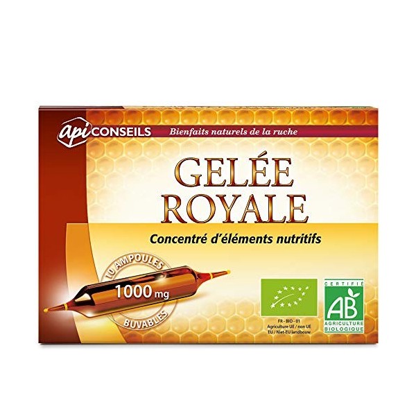 Yves Ponroy - Gelée royale Bio 100% naturelle - Anti-fatigue et fortifiant - 10 ampoules