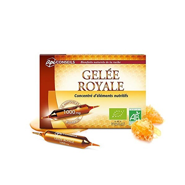 Yves Ponroy - Gelée royale Bio 100% naturelle - Anti-fatigue et fortifiant - 10 ampoules