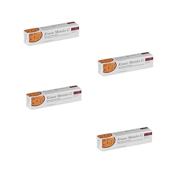 Kruuse Manuka G pommade au Miel | Pack de 4 | 4 x 15 g | Gel cicatrisant au Miel | pour Application sur la Peau en Cas de ble