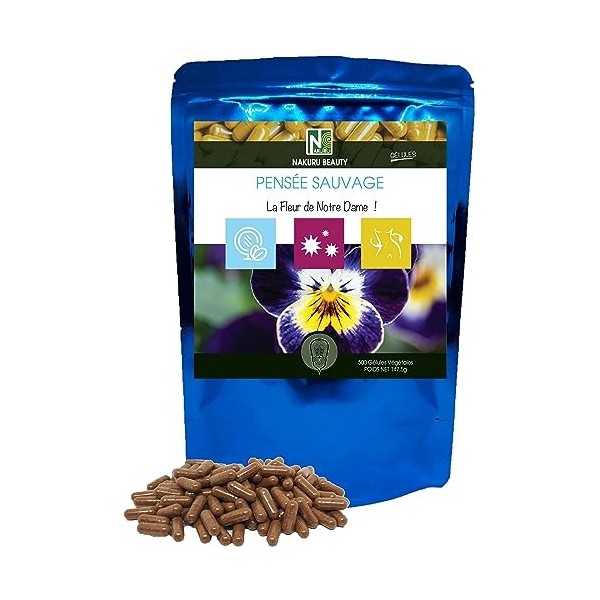 NAKURU | Pensée Sauvage | Gamme Beauty | Fabriqué en France | "La Fleur de Notre Dame!" 500 Gélules Végétales de 295mg / Poi ...