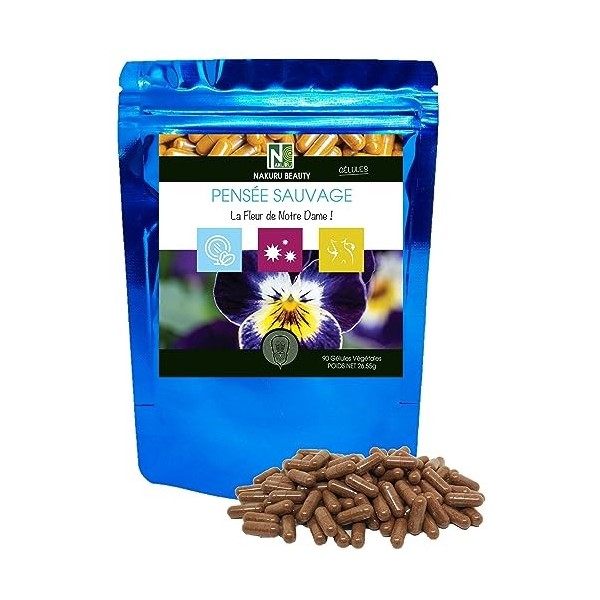 NAKURU | Pensée Sauvage | Gamme Beauty | Fabriqué en France | "La Fleur de Notre Dame!" 500 Gélules Végétales de 295mg / Poi ...