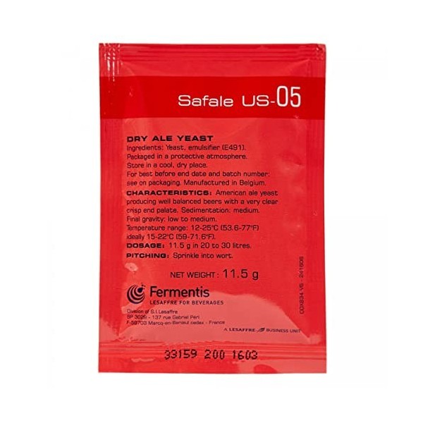 Fermentis Safale U.S.-05 11, 5 g haut-fermenté Levure de bière Levure sèche