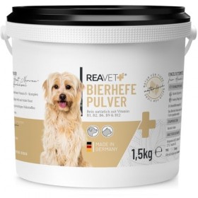 Poudre de levure de bière ReaVET pour Chiens et Chats 1,5 kg - levure de bière Pure moulue Contre la Chute des Poils et Les t