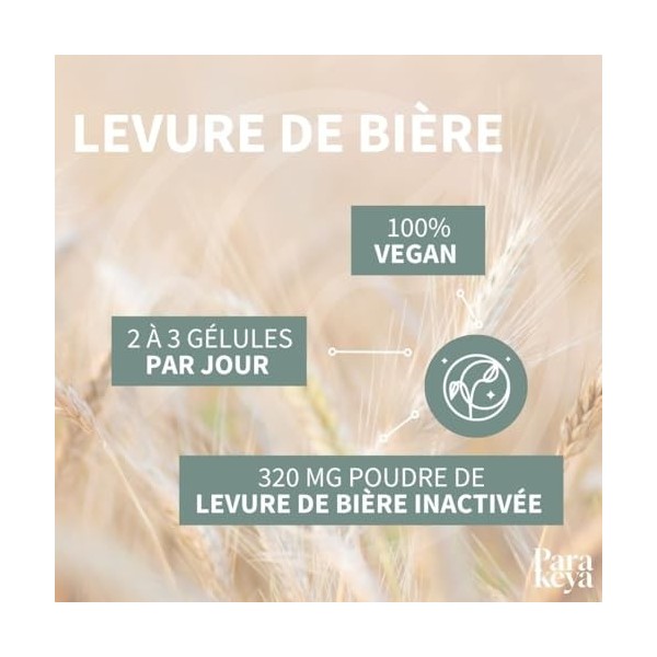 Parakeya - Levure de Bière 320 mg - 60 gélules - Complément alimentaire Levure de bière
