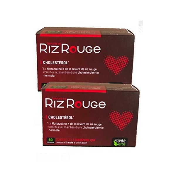 SANTE VERTE LEVURE DE RIZ ROUGE + formule renforcee 60cps - Lot de 2 Boites de 60 Comprimés