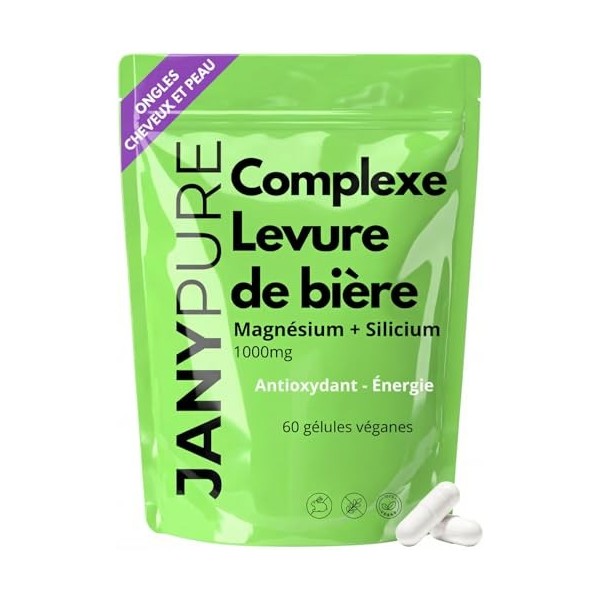 Complexe Levure de Bière Cheveux 1000mg + Magnésium Silicium Vitamine B - Complément Alimentaire Pousse Cheveux Anti Chute - 