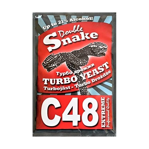 3 x Turbo Levure Double Snake C48 Vodka Alcool - 21%, 3 x 130g Levure de bière
