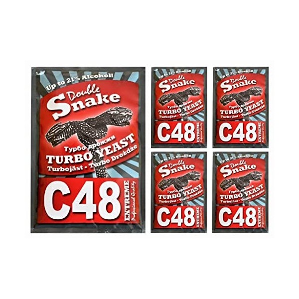3 x Turbo Levure Double Snake C48 Vodka Alcool - 21%, 3 x 130g Levure de bière