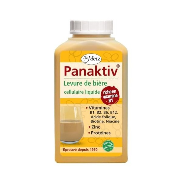 Panaktiv® - levure de bière liquide, 500 ml • vitamines B1, B2, B6, B12, acide folique, biotine, niacine, potassium, zinc • q...