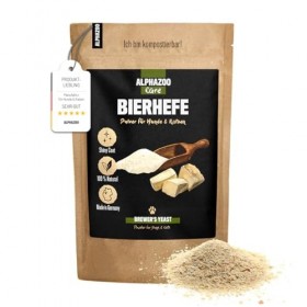 alphazoo Levure de bière en poudre pour chiens et chats 250 g - Levure pure avec complexe de vitamine B et biotine - Compléme