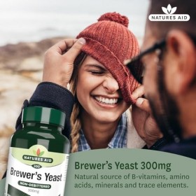 Natures Aid Levure de Bière 300 mg – Source naturelle de vitamines B, acides aminés et minéraux – Favorise la santé énergétiq...