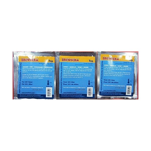 3 x Levure de bière - Brewferm Top – Levure de bières IPA, Pale Ale, Bitter, Stout | Levure de haute fermentation | Homebrew 